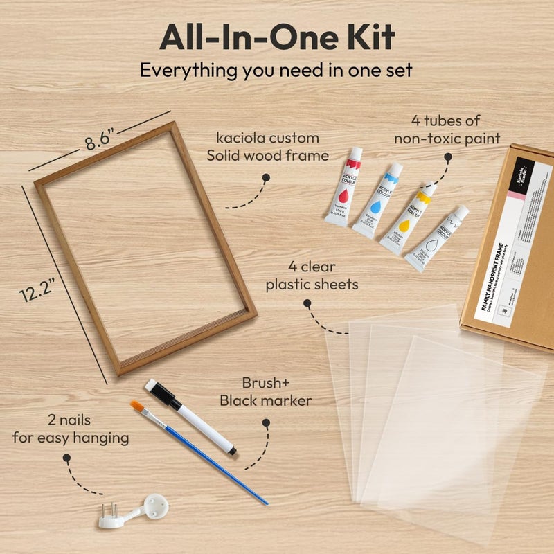 Kaciola Family Handprint Kit, DIY Newborn Keepsake Frame, Baby Hand and Footprint Kit, Unique New Baby Gift for Mothers Day Crafts Anniversary (Brown) - Image 3